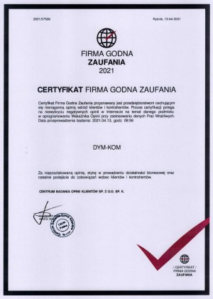 Certyfikat - Firma Godna Zaufania 2021